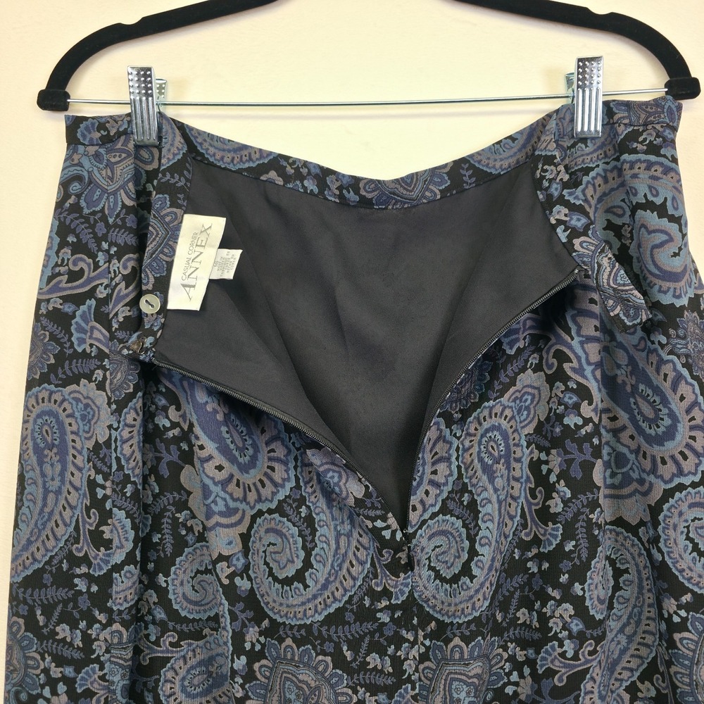 Casual Corner Annex Maxi Skirt Women 16 Blue‎ Black Paisley Whimsigoth Capsule - Picture 11 of 14
